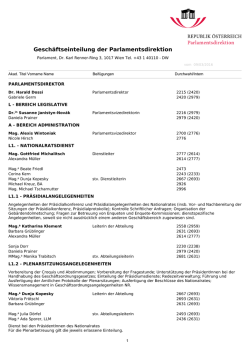 Geschäftseinteilung der Parlamentsdirektion