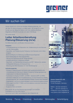 Wir suchen Sie! - Greiner GmbH & Co. KG