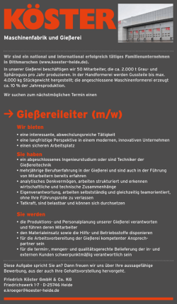 Gießereileiter (m/w)