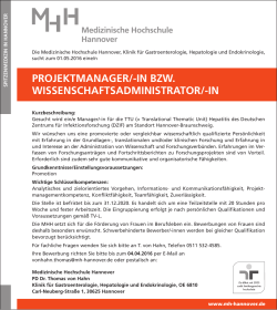 projektmanager/-in bzw - Medizinische Hochschule Hannover