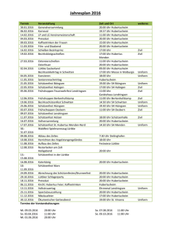 Jahresplan 2016 - Sch&uuml;tzenbruderschaft St. Hubertus L&uuml;rbke eV