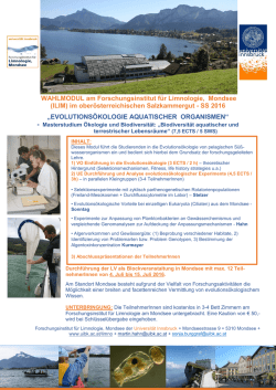 WAHLMODUL am Forschungsinstitut für Limnologie, Mondsee (ILIM