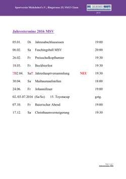 Jahrestermine 2016 MSV