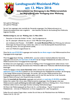 Informationen zur Eintragung in das W&auml;hlerverzeichnis bei