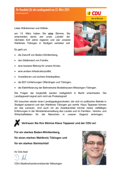 Vertrauen Sie Ihre Stimme Klaus Tappeser und der CDU an! Für ein