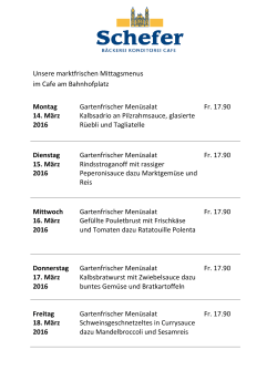 Wochenmenü Café am Bahnhofplatz