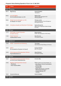 Programm Swiss Banking Operations Forum vom 12. Mai 2016