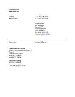 Informationsliste "Abheben in MV" Sendung: 13.03.2016/18:00 Uhr