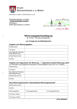 Bestätigung Wohnungsgeber - Stadt Bischofsheim a.d.Rhön