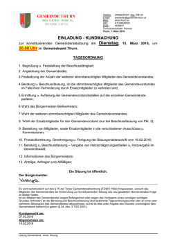 EINLADUNG - KUNDMACHUNG GEMEINDE THURN