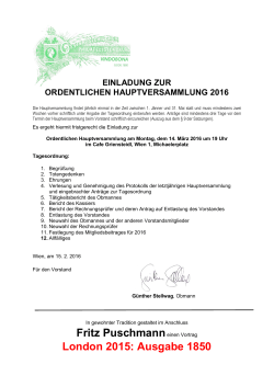 Einladung zur Jahreshauptversammlung 2016