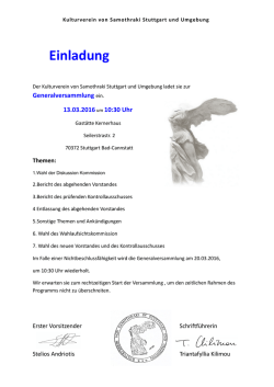 Informationen zu der Veranstaltung - Samothrakischer Kulturverein
