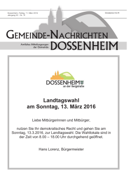Landtagswahl am Sonntag, 13. März 2016