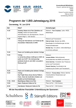 Programm der VJBS-Jahrestagung 2016