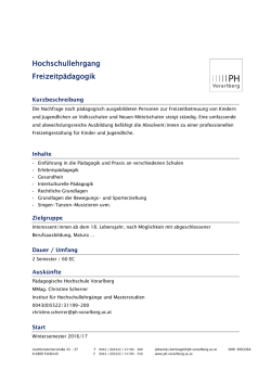 Hochschullehrgang Freizeitp&auml;dagogik
