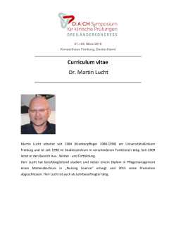 Curriculum vitae Dr. Martin Lucht - Symposium-Klinische