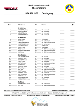 Startliste Samstag Riesenslalom