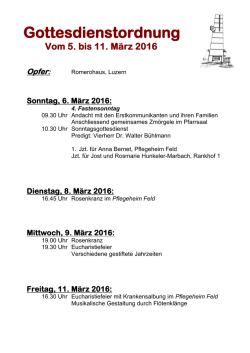 Gottesdienstordnung - Pfarrei Oberkirch