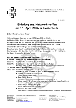 Einladung zum Netzwerktreffen am 16. April 2016 in Blankenfelde