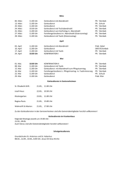 Gottesdienste von M&auml;rz bis Mai