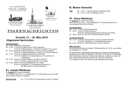 Kurzinfo 13. – 20. März 2016 Allgemeine Nachrichten St. Joseph