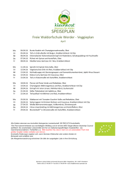 Speiseplan 04/2016 Veggie  - Freie Waldorfschule Werder