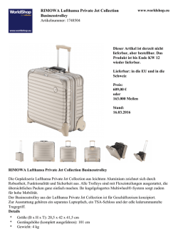 RIMOWA Lufthansa Private Jet Collection Businesstrolley