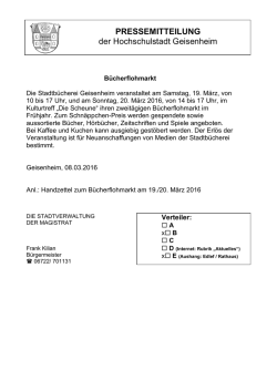 PRESSEMITTEILUNG der Hochschulstadt Geisenheim