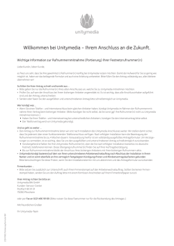 Willkommen bei Unitymedia – Ihrem Anschluss an die Zukunft.