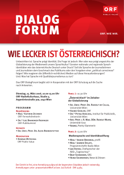 ORF Dialogforum am 15. März - Institut für Publizistik