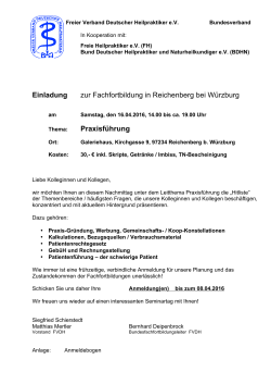Einladung zur Fachfortbildung in Reichenberg bei