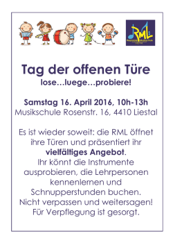 Tag der offenen Türe lose…luege…probiere!