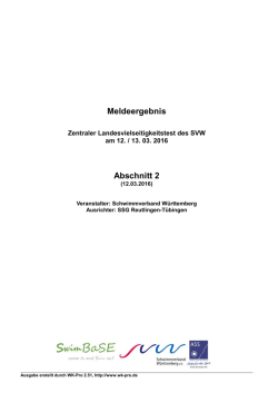 Meldeergebnis - Schwimmverband Württemberg