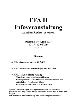 FFA II Infoveranstaltung