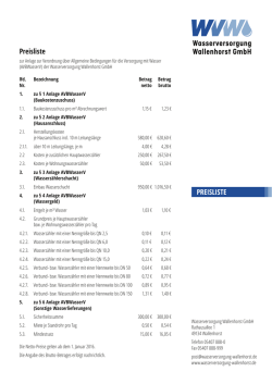 Preisliste - Wasserversorgung Wallenhorst GmbH