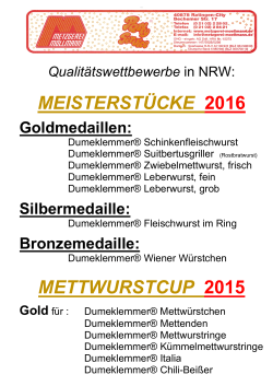 MEISTERSTÜCKE 2016 METTWURSTCUP 2015