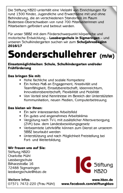 Sonderschullehrer (m/w) für Lassbergschule Sigmaringen