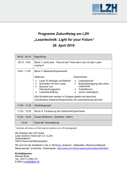 Programm Zukunftstag am LZH - Laser Zentrum Hannover eV