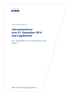 Jahresabschluss zum 31. Dezember 2014 und