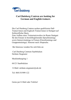 Carl Duisberg Centren are looking for German and English