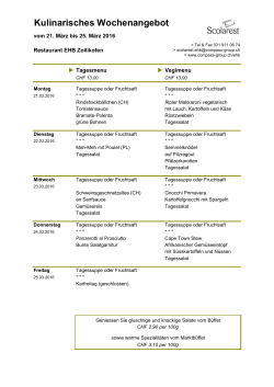 Menüplan Restaurant EHB
