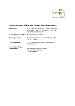 Information nach VOB/A &sect; 20 (3) nach Zuschlagserteilung