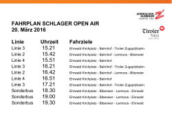 FAHRPLAN SCHLAGER OPEN AIR 20. März 2016 Linie Uhrzeit
