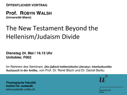 Prof. Robyn Walsh (Universität Miami): The New Testament Beyond
