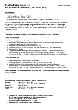 Ausl&auml;nderjagdscheine - Landkreis Waldshut