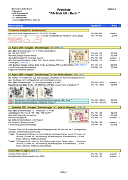 Preisliste "PIN Mail AG - Berlin"