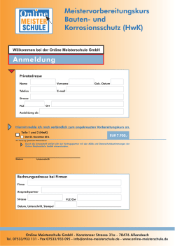 Anmeldeformular - Online Meisterschule