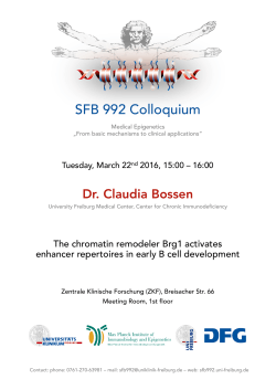 SFB 992 Colloquium - SFB992 – Collaborative Research Centre