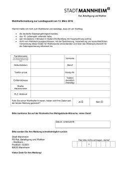 Wahlhelfermeldung zur Landtagswahl am 13. März