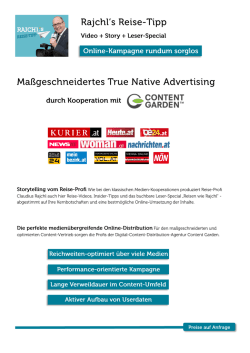 GROSSE ONLINE KAMPAGNEE RAJCHL`S REISE